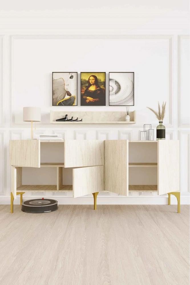 Decormet Stella Konsol Travertine Gold Ayak