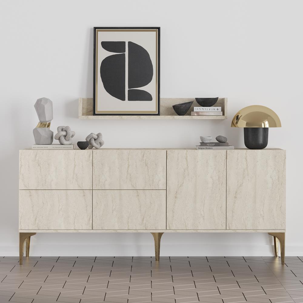 Decormet Stella Konsol Travertine Gold Ayak
