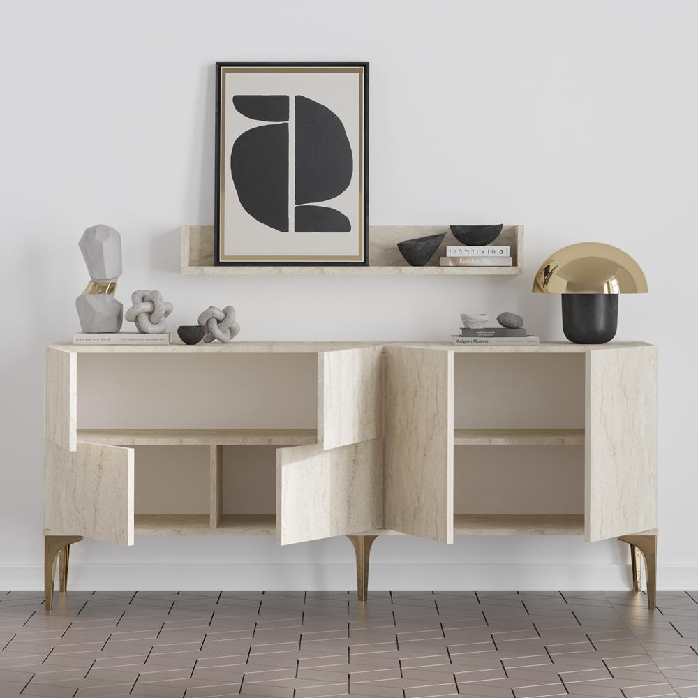 Decormet Stella Konsol Travertine Gold Ayak