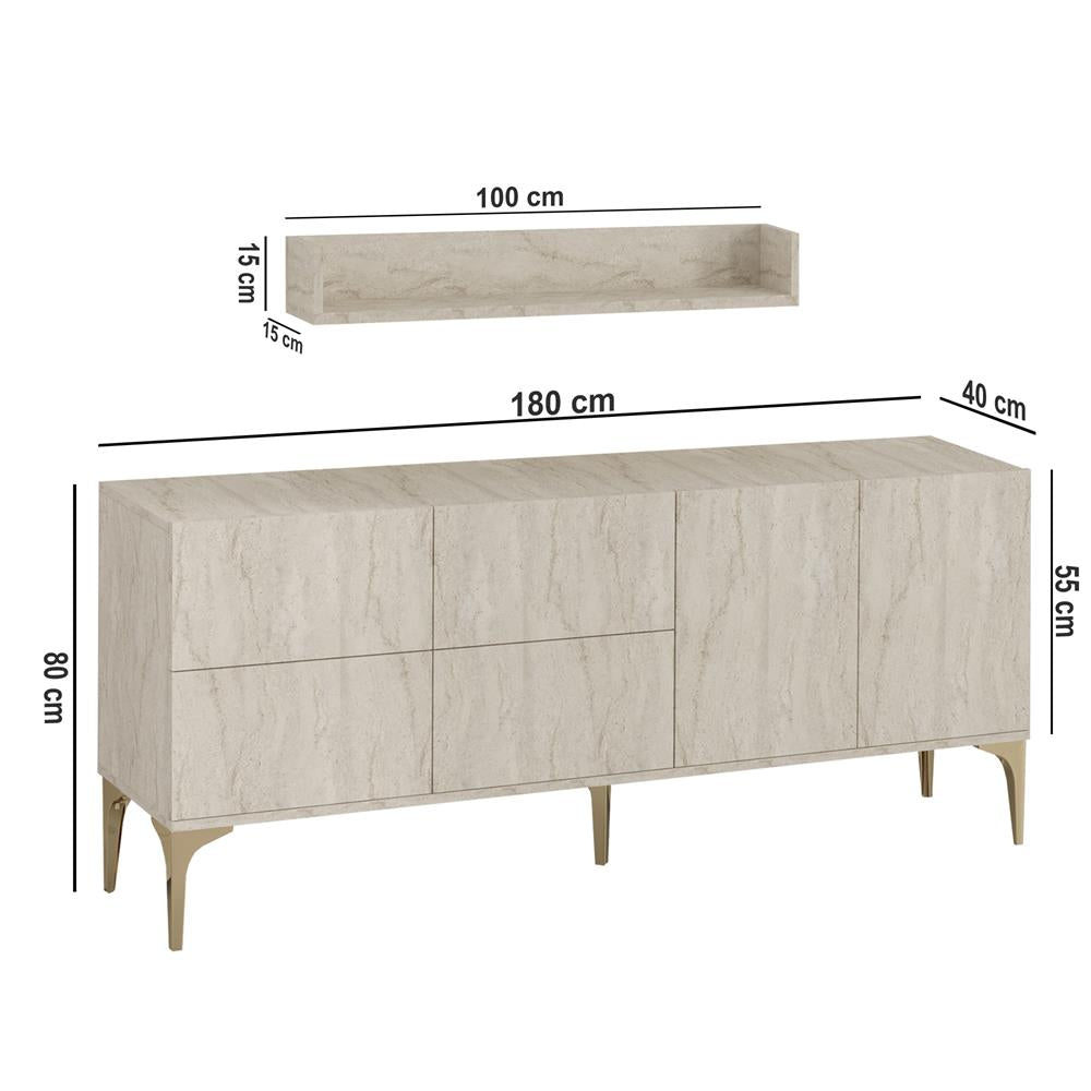 Decormet Stella Konsol Travertine Gold Ayak