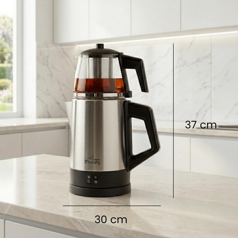 Any Morning OZ26CM05 Cam Demlikli Paslanmaz Çelik Çay Makinesi