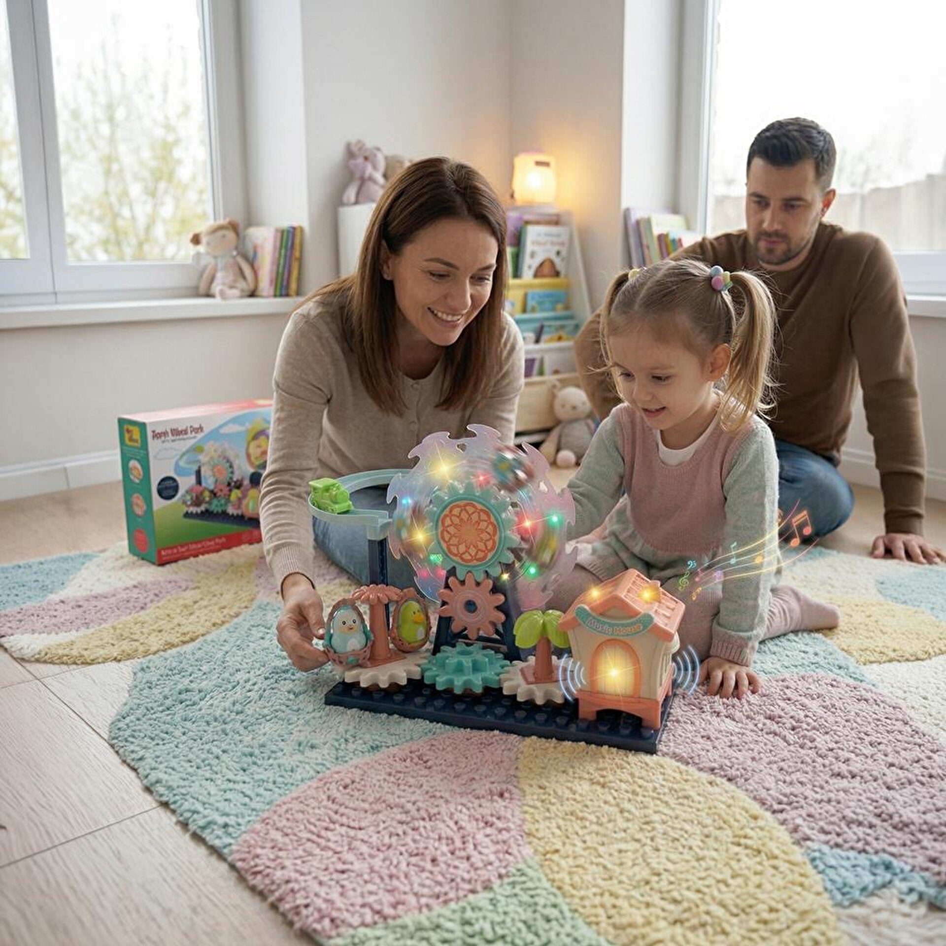 Ogi Mogi Toys Işıklı ve Sesli Dönme Dolaplı Penguenli Lunapark Oyun Seti