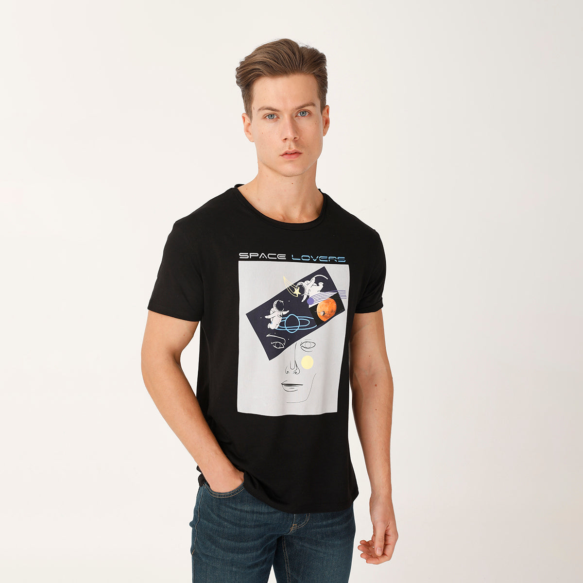 Biggdesign Faces Space Lovers Erkek T-Shirt