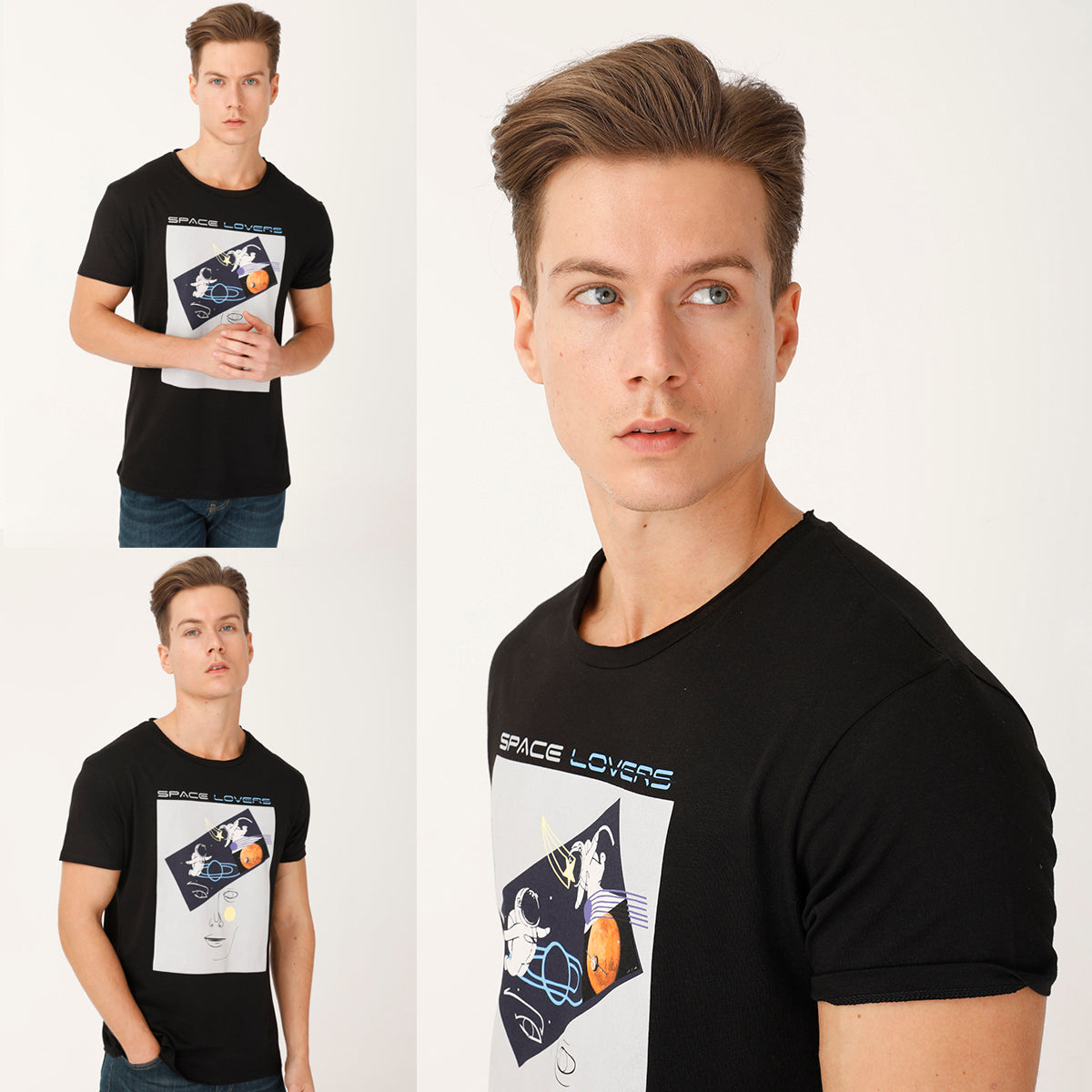 Biggdesign Faces Space Lovers Erkek T-Shirt
