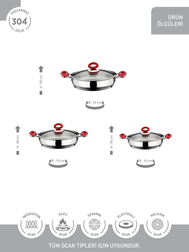 Hascevher Anemon 6 Pcs Omlet Tencere Seti