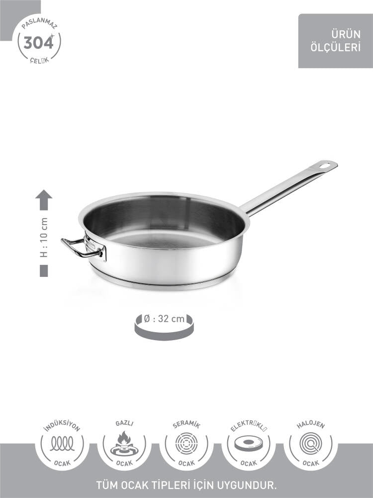 Hascevher Horeca 32x10 Yardımcı Kulplu Helvane Tava