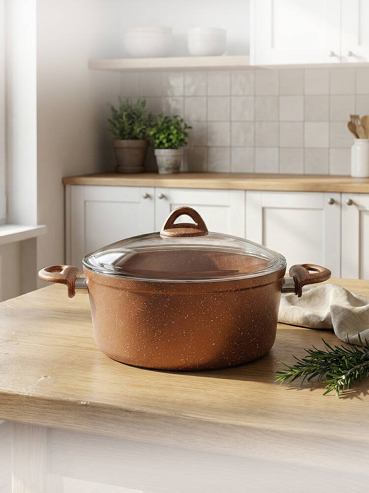 Hascevher Granit 24x11 cm Zambak Tencere Pyrex Cam Kapaklı