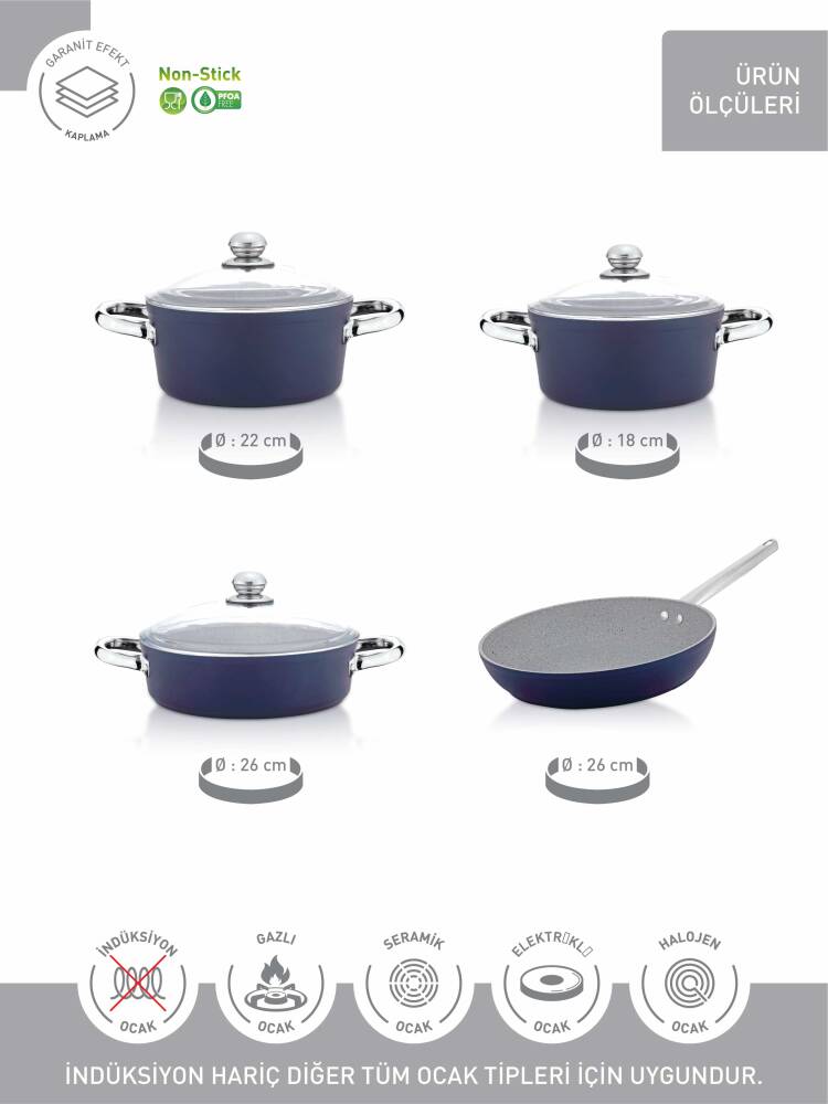 Hascevher Tombo 7 Parça Cam Kapaklı Granit Set