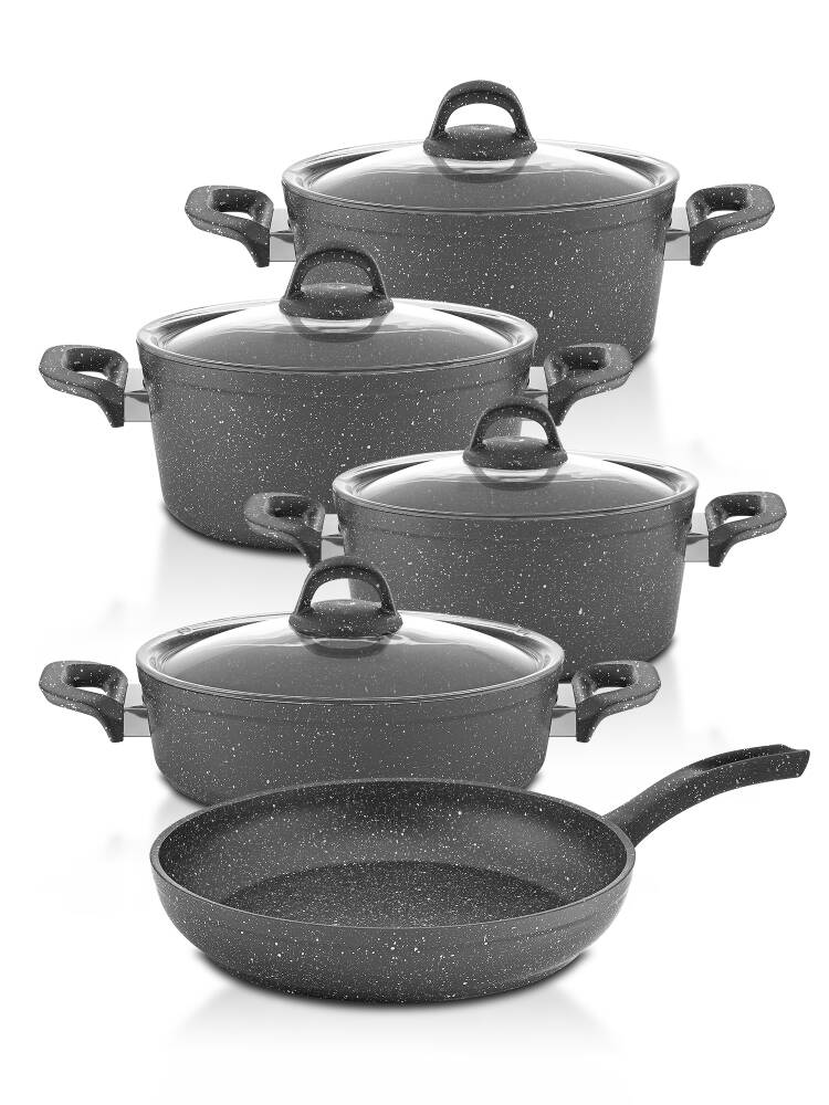 Hascevher Granit 9 Pcs Beren Set Cam Kapaklı 4mm (20/24/30Ten/28Kar/28Tv)	Renk: GRİ
