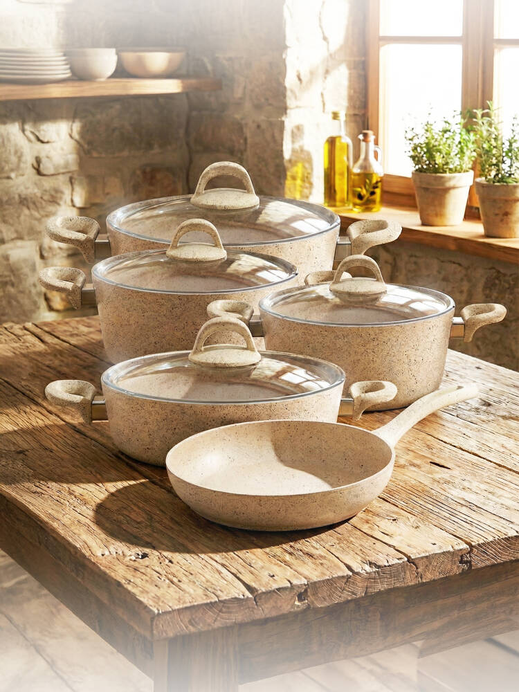 Hascevher Granit 9 Pcs Beren Set Cam Kapaklı - 20 - 24 - 30 Ten - 28 Kar - 28 Tav