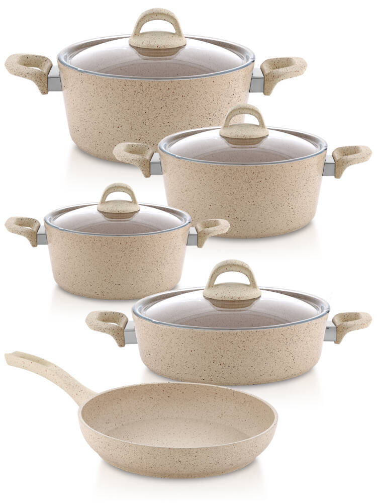 Hascevher Granit 9 Pcs Beren Set Cam Kapaklı - 20 - 24 - 30 Ten - 28 Kar - 28 Tav
