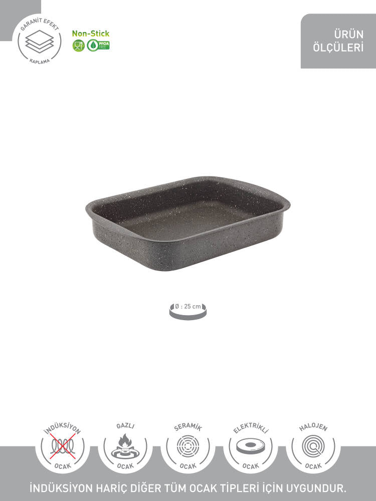 Hascevher Lavilla Prime Granit 25 cm Köşeli Tepsi