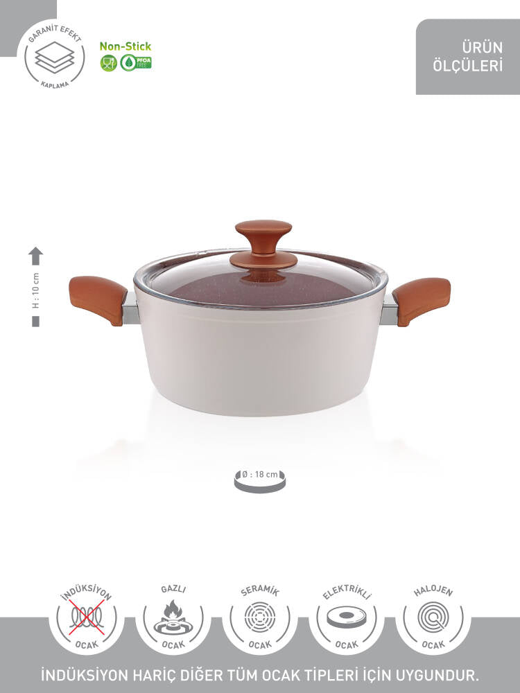 Hascevher Chef Granit 18x10 cm Tencere Cam Kapaklı