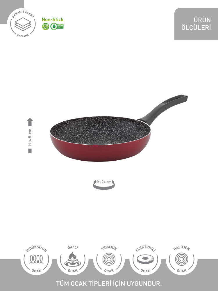Hascevher Prime Granit 24x4,5 cm Tava Kapaksız İndüksiyonlu 2.2mm