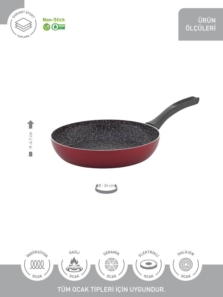 Hascevher Prime Granit 26x4,7 cm Tava Kapaksız İndüksiyonlu 2.2mm