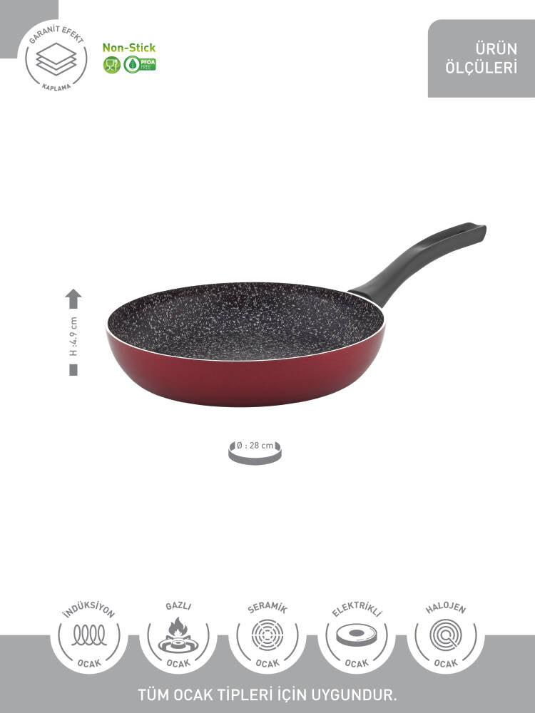 Hascevher Prime Granit 28x4,9 cm Tava Kapaksız İndüksiyonlu 2.2mm