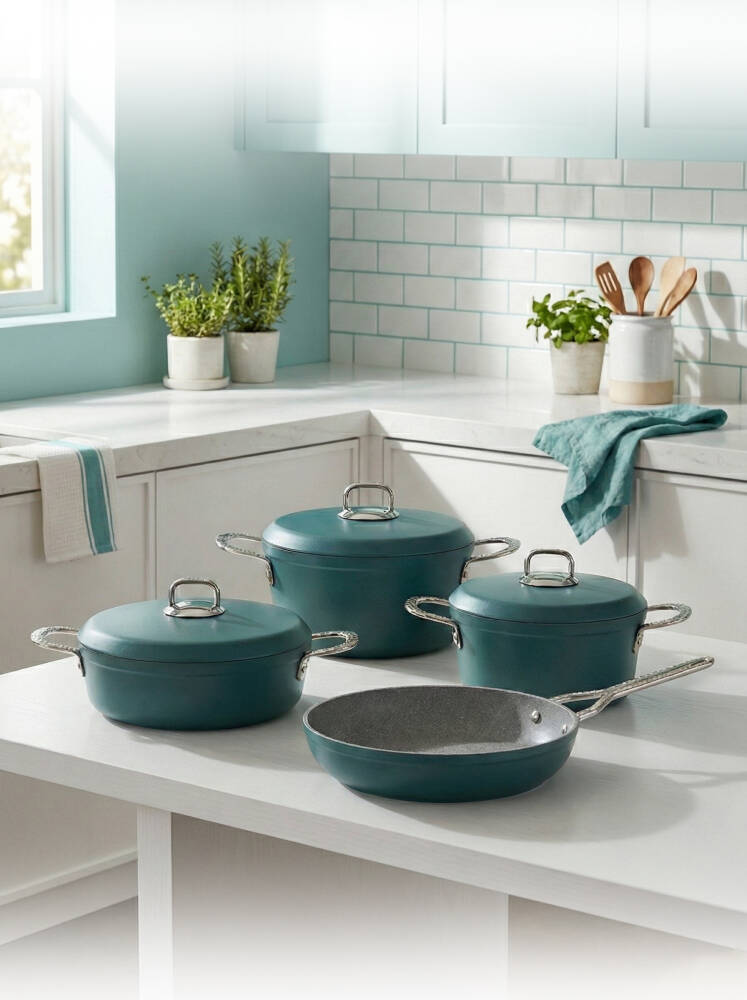 Hascevher Clarissa 7 Pcs Granit Elmas Tencere Seti (18/22Ten/26Kar/26Tv)	Renk: SU YEŞİLİ