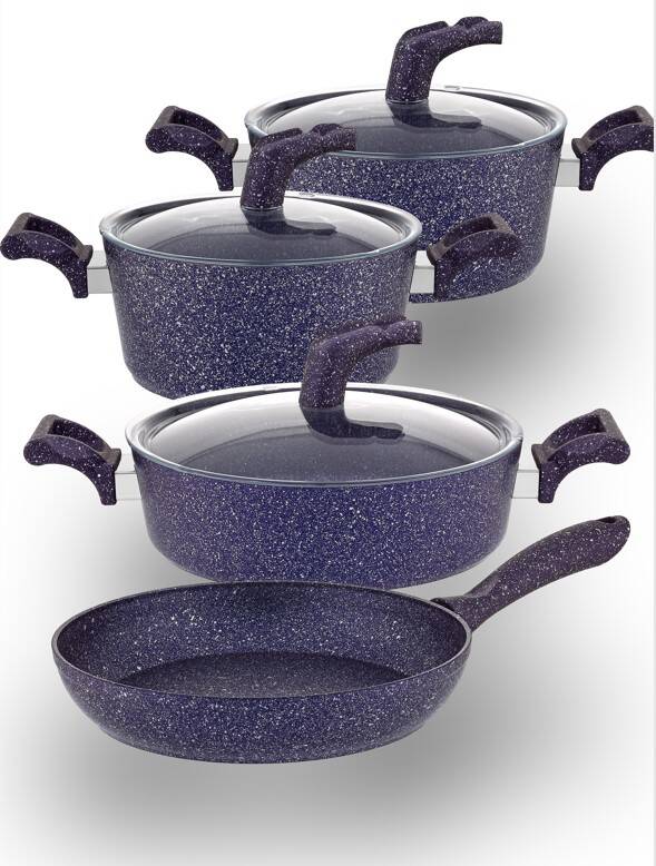 Hascevher Karina 7 Pcs Granit Vega Tencere Seti (18/22Ten/26Kar/26Tv)  RENK: MOR