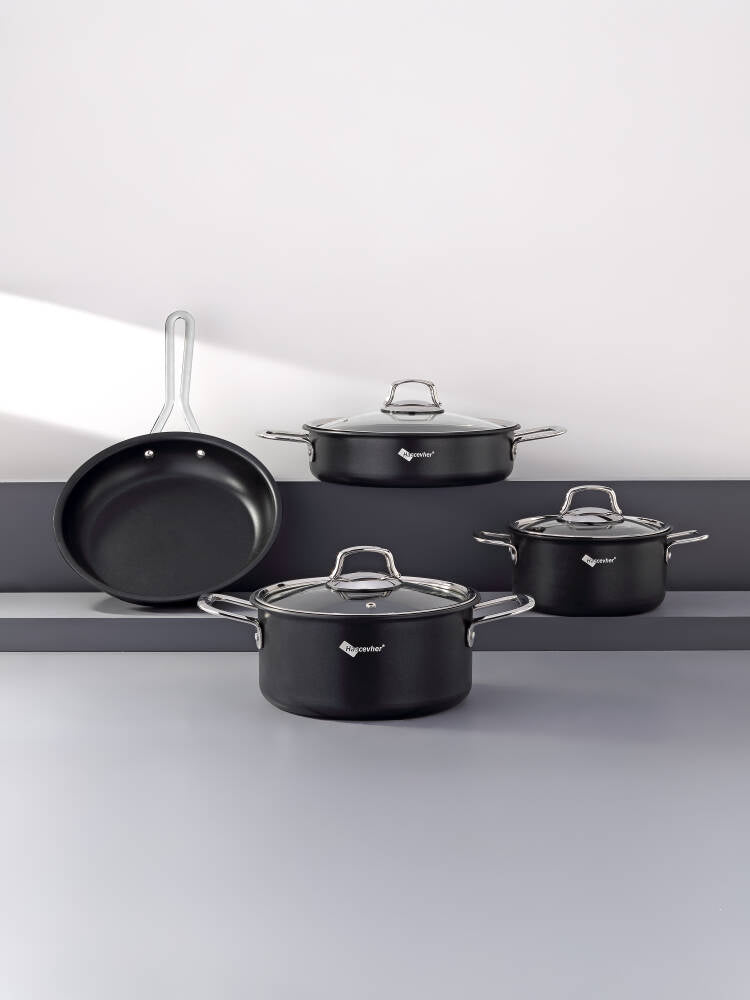 Hascevher Veronica 7 Pcs Nonstick Uygar Swiss Tencere Seti(18/22Ten/26Kar/26Tv)