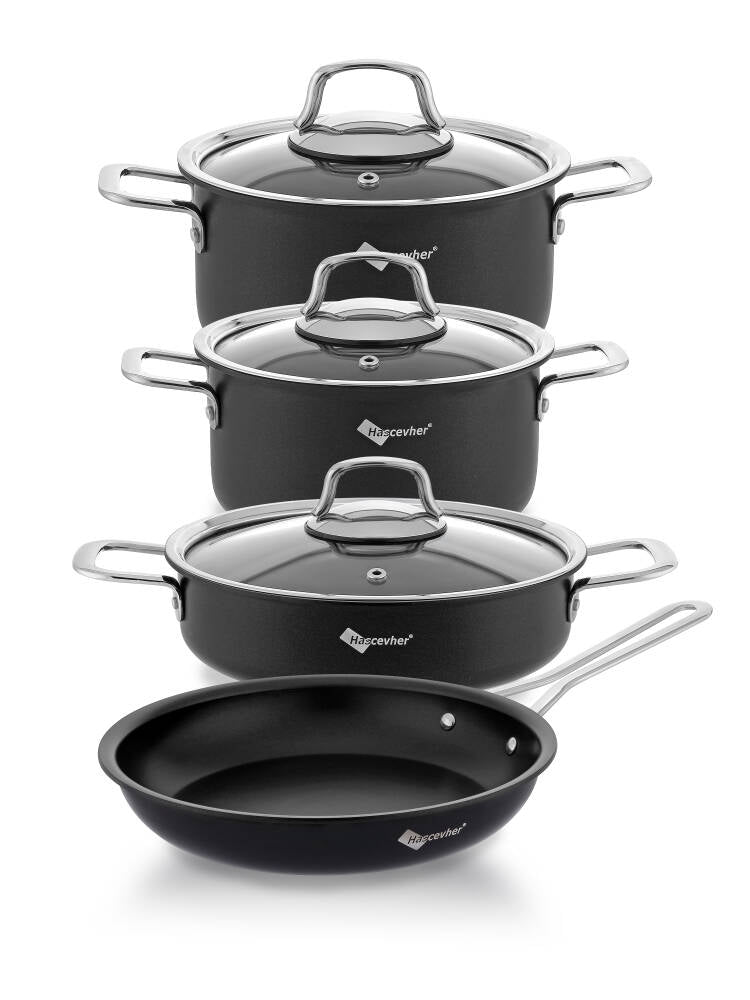 Hascevher Veronica 7 Pcs Nonstick Uygar Swiss Tencere Seti(18/22Ten/26Kar/26Tv)