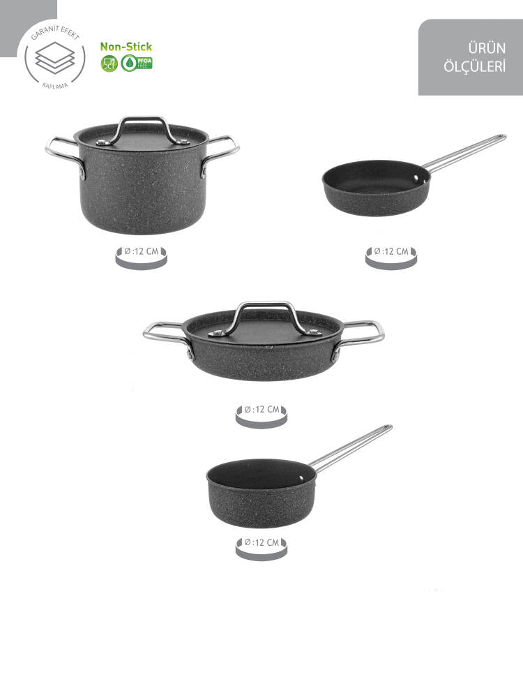 Hascevher Mini Chef Granit Oyuncak 6 PCS Tencere Seti (Granit Kaplamalı)