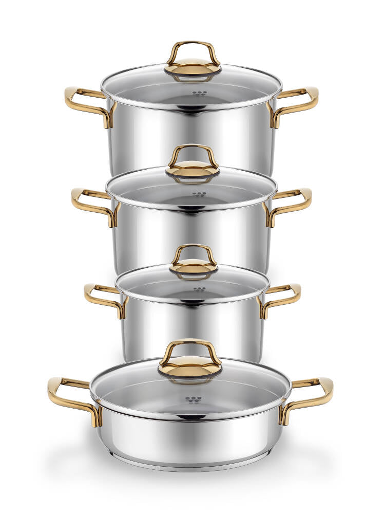 Hascevher Monna 8 Pcs Tencere Set İle Birlikte + Hascevher Prime Granit 3 Pcs Tava Seti Kapaksız Hediye