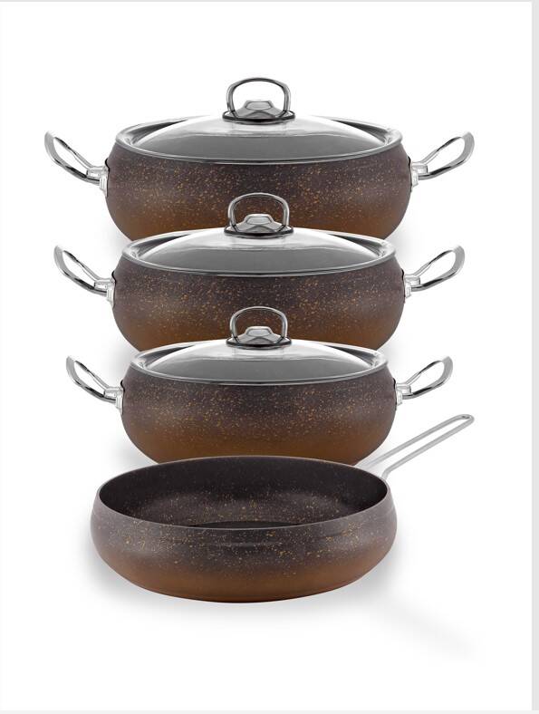 Hascevher Daisy 7 Pcs Güveç Granit Cam Kapaklı İle Birlikte + Hascevher Çiğdem Orta Çaydanlık Hediye